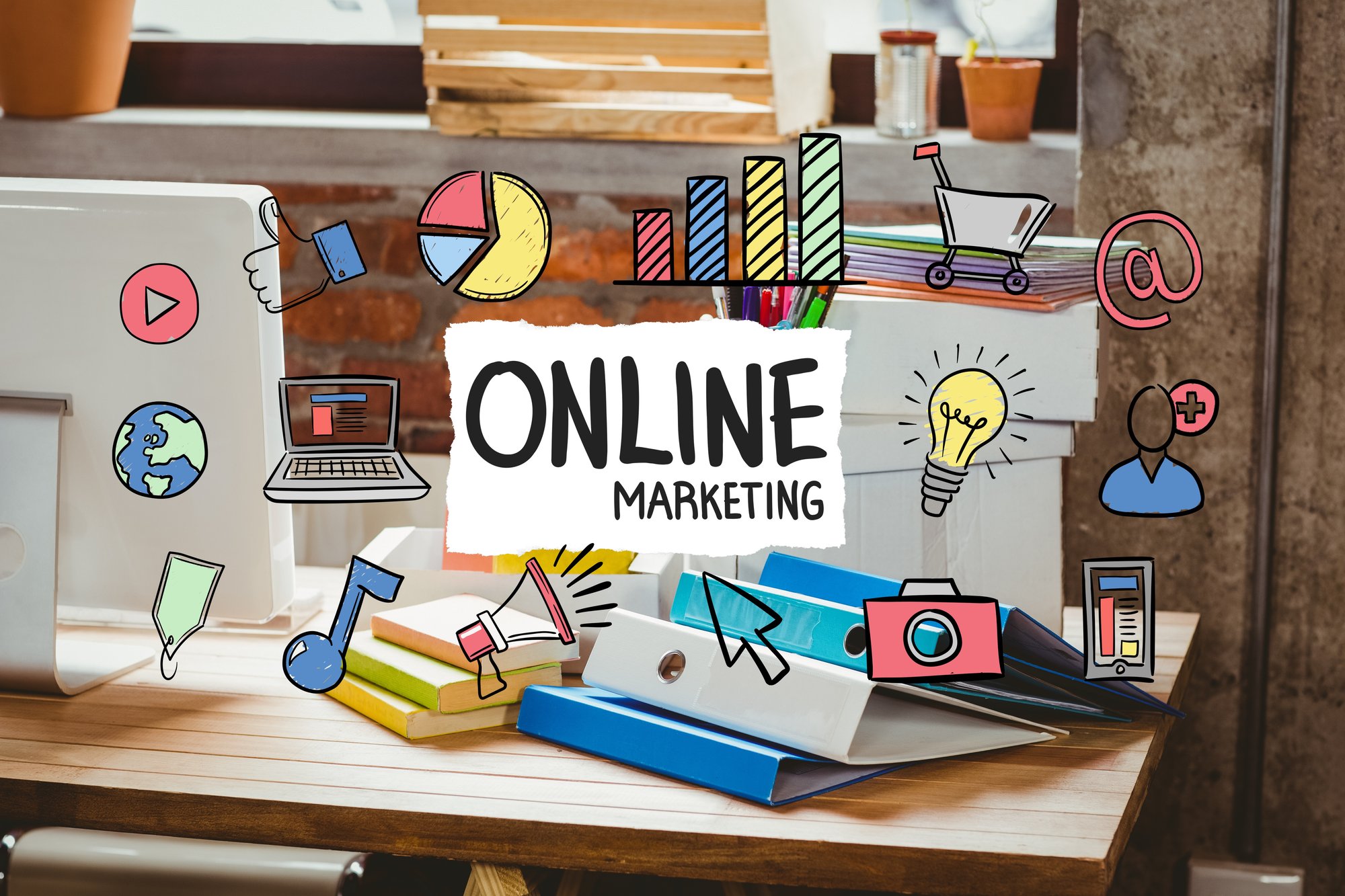 desk-office-with-online-marketing-business-concept